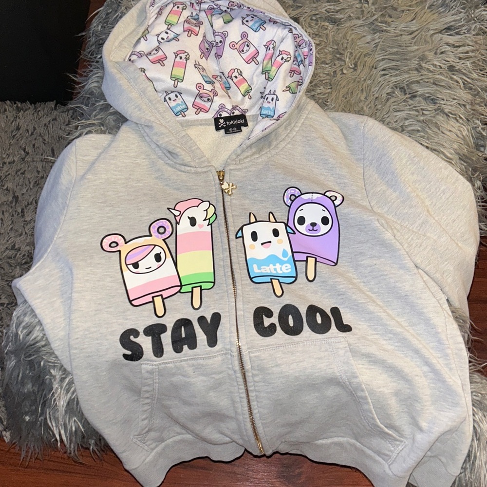 VTG Tokidoki Women’s Latte Stay Cool Hoodie Gray Sz XL/TG Collectible RARE